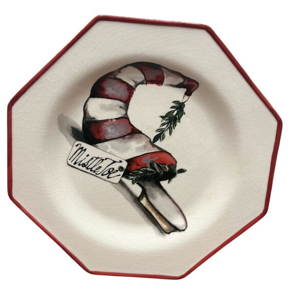 CHRISTMAS VTG Y2K Unique Shoes Holiday Lane Set Of 6 Salad/Dessert Plates NEW - Picture 6 of 11